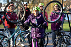 Walsall Arboretum Community Cycling Club members, with coach Steve Price, centre, are back on their bikes
