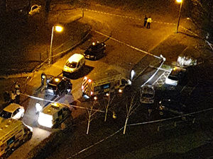 Police and ambulance crews at the scene when Cameron Wilkinson was found