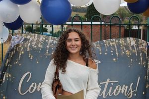 Cari Grant with her results at Newtown High School