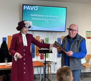 Powys High Sheriff Kathryn Silk presents John McMahon with his award