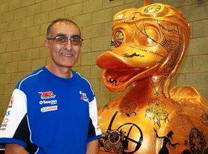 Asghar Ahmad with his duck