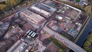 Drone pics show construction underway on the Wolverhampton Canalside South scheme