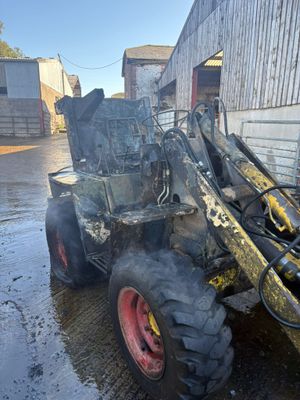 A telehandler caught fire and was completely destroyed at a farm near Ellesmere. Pic: Ellesmere Fire Station