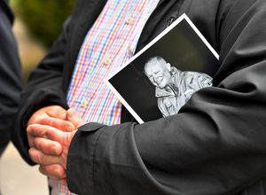 The funeral of sports broadcaster Nigel Pearson at St Benedict's Church, Wombourne