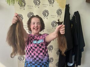 Supporting image for story: Girl, 10, feels ‘proud’ after cutting off 13 inches of hair to make cancer wig