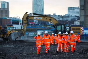 Boris Johnson at the site of Curzon Street station where the HS2 project is under way