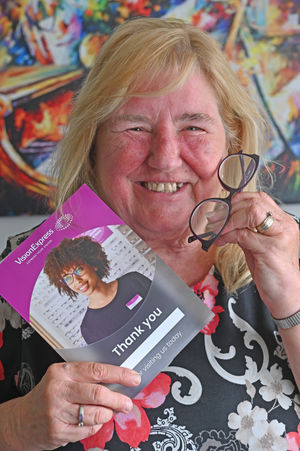Diane Bailey-Greaves from Wolverhampton thanked staff at Vision Express Wolverhampton for 'saving her life' 
