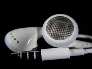 A pair of white headphones