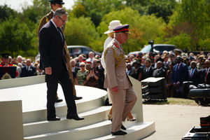 Prime Minister Sir Keir Starmer (2nd L) walks behind King Charles III and Queen Camilla as they attend the national Service of Remembrance, hosted by the Royal British Legion in partnership with the Government, to mark the 80th Anniversary of VJ Day at the National Memorial Arboretum in Alrewas, Staffordshire. Picture date: Friday August 15, 2025. PA Photo. Photo credit should read: Christopher Furlong/PA Wire 