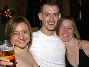Lyndsey Waine with Arran and Jo Carrier at The Harp, Bridgnorth on NYE 2005