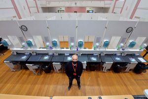 Mike Needham at the English Bridge campus' lateral flow testing area