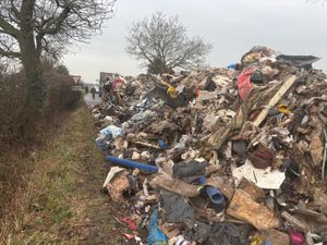 The pile of waste which blocked Watery Lane, Lichfield on Monday