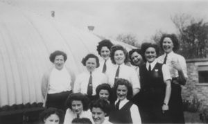 Wrens outside their billet at Royal Naval Air Station Hinstock in about 1943.