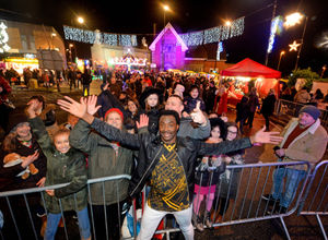 Donchez Dacres with crowds in Sedgley