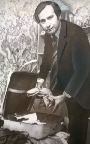 John Stonehouse packing his bags ready to face the music in Britain