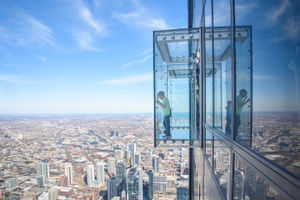 A child on The Ledge at Skydeck