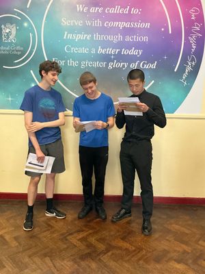 Students opening their results.
