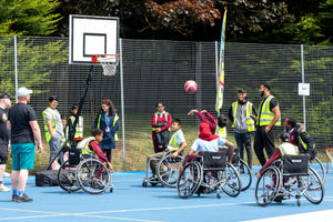 The youngsters were able to try events such as 3x3 Wheelchair Basketball. Photo: Shaun Fellows / Shine Pix Ltd