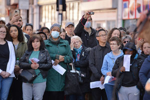 Onlookers at The Walking the Way of the Cross procession 