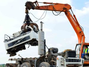 Supporting image for story: WATCH: 20-ton tipper truck crushed after illegal dumping