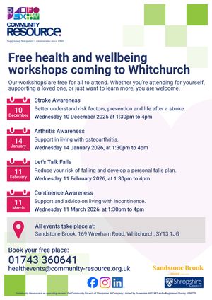 Free Wellbeing Workshops coming to Whitchurch