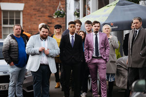 Mourners at the funeral of Rebecca Steer