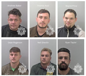Andrew Baker, Thomas Nutt, Wayne Price, Dean Rogerson, Neil Shelvin and Ryan Taylor were sentenced at Shrewsbury Crown Court for their roles in a multi-million pound rural crime conspiracy. Picture: West Mercia Police