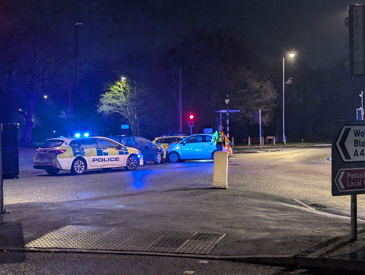 Two cars involved in crash at Walsalls Fingerpost Junction