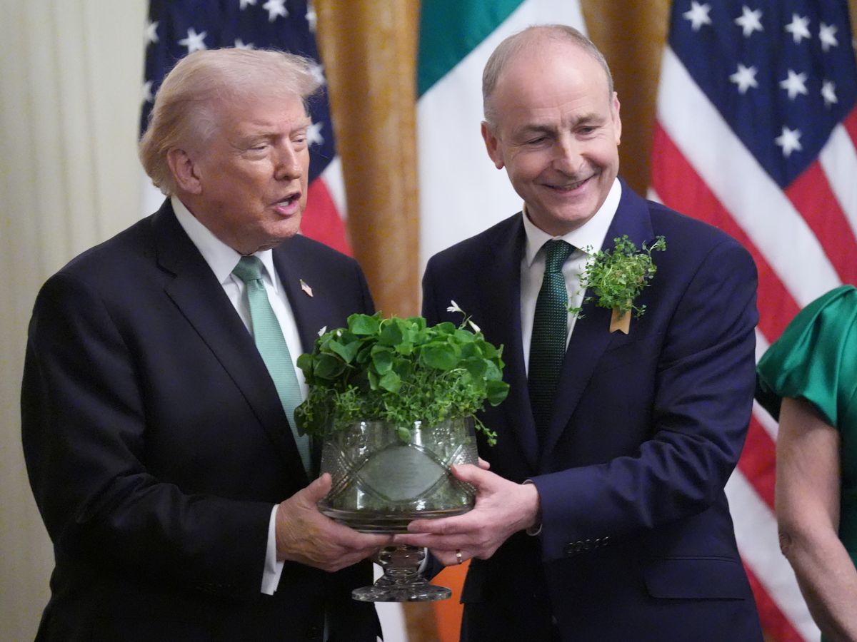 Donald Trump given shamrock as Micheal Martin urges co-operation