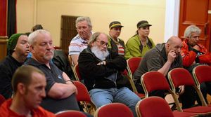 Residents at a meeting over the plans to knock down the flats