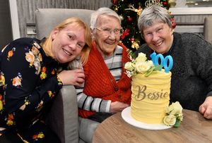 Bessie Lobley, celebrated her 100th birthday at Littleton Lodge Care Home, Hednesford.
She ispictured with granddaughter Stephanie Furber (L) and daughter Gillian Court (R)