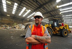 Weighbridge operative Jason Corbett inside the waste transfer station