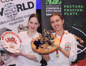 2026 Junior Chef of Wales Caitlin Meredith with her commis chef Freya Inman