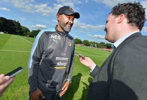 Nuno chatting to Wolves correspondent Tim Spiers