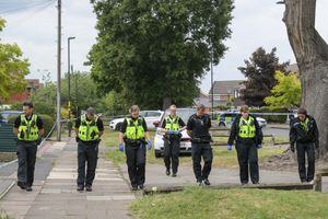 Police at the scene in Yardley Wood Road. Photo: SnapperSK