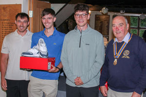 Men’s first prize winners with out-going Rotary President, Hugh Garner 