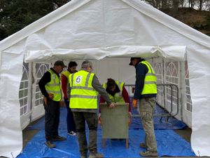 The triage tent at the castle