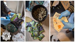 Some of the drugs and other items discovered in the raid in Kidderminster today (Thursday)