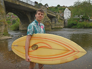 Supporting image for story: Surf's up in Bridgnorth as rare 1970s board goes on sale at antiques centre