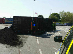 Supporting image for story: Severe delays in West Bromwich after lorry overturns and spills manure load
