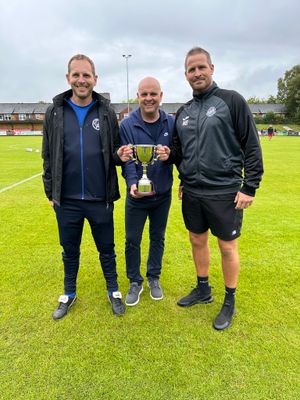 Telford Town boss Matthew Boswell, right