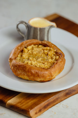 Garry Sykes - Yorkshire Pudding with Rhubarb crumble custard