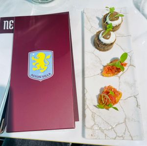 Canapés and gift at the Legeds Lounge at Villa Park