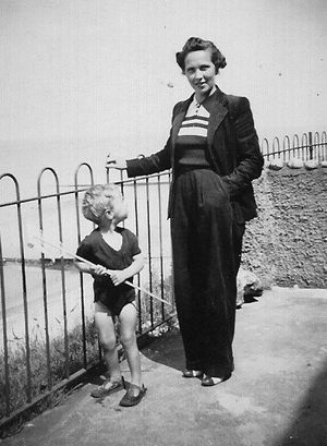 Young Christopher with his mother Dorothy at an unknown seaside location.