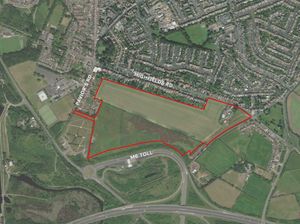 Aerial view of land off Highfields Road, Chasetown, where Cameron Homes proposes building 450 new homes