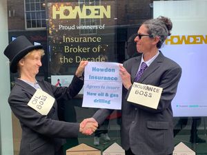 Supporting image for story: Climate change protestors in Shrewsbury target role of insurance industry