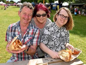 Gareth, Rosie and Daniel Jones enjoy their hog roasts