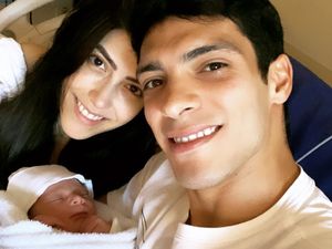 Supporting image for story: Wolves' Raul Jimenez and girlfriend Daniela Basso welcome first child