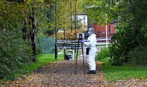 The forensic team were in and around the park gathering evidence