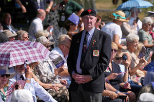 A veteran during the national Service of Remembrance, hosted by the Royal British Legion in partnership with the Government, to mark the 80th Anniversary of VJ Day at the National Memorial Arboretum in Alrewas, Staffordshire. Picture date: Friday August 15, 2025. PA Photo. Photo credit should read: Alastair Grant/PA Wire 